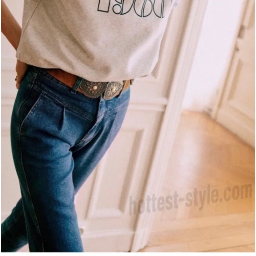 NWT Sezane Sam Sama Pant Trouser Jean Blue (fr 36, US 2-4)